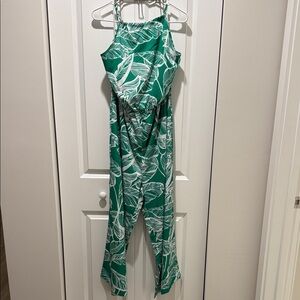 SHEIN Tropical Green Leaf Jumpsuit